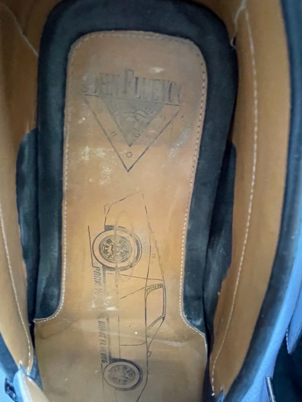 JOHN FLUEVOG Race ENZO Graffiti Print Leather DRIVING SHOES Size 11 - Picture 5 of 9